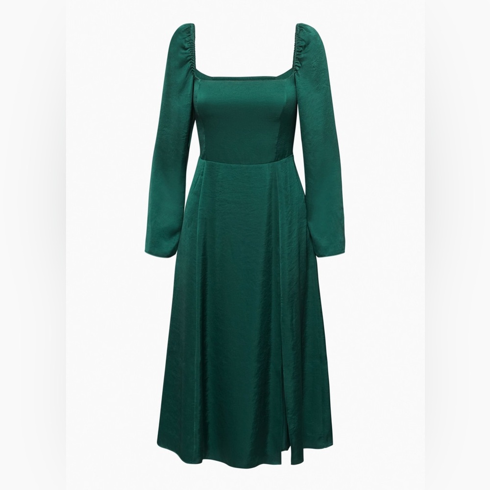 Aritzia Wilfred Bridgerton Dress Emerald Green Square-Neck Long Sleeve Size 4 - Picture 1 of 6